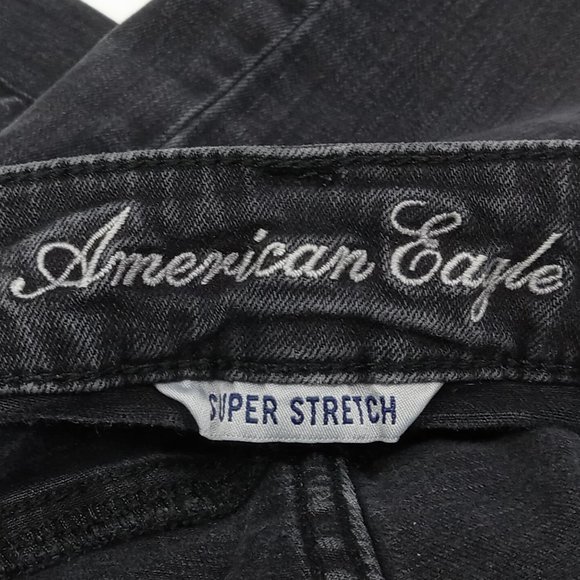 American Eagle Black Denim Super Stretch Skinny Jeans Size 0 - Picture 6 of 8